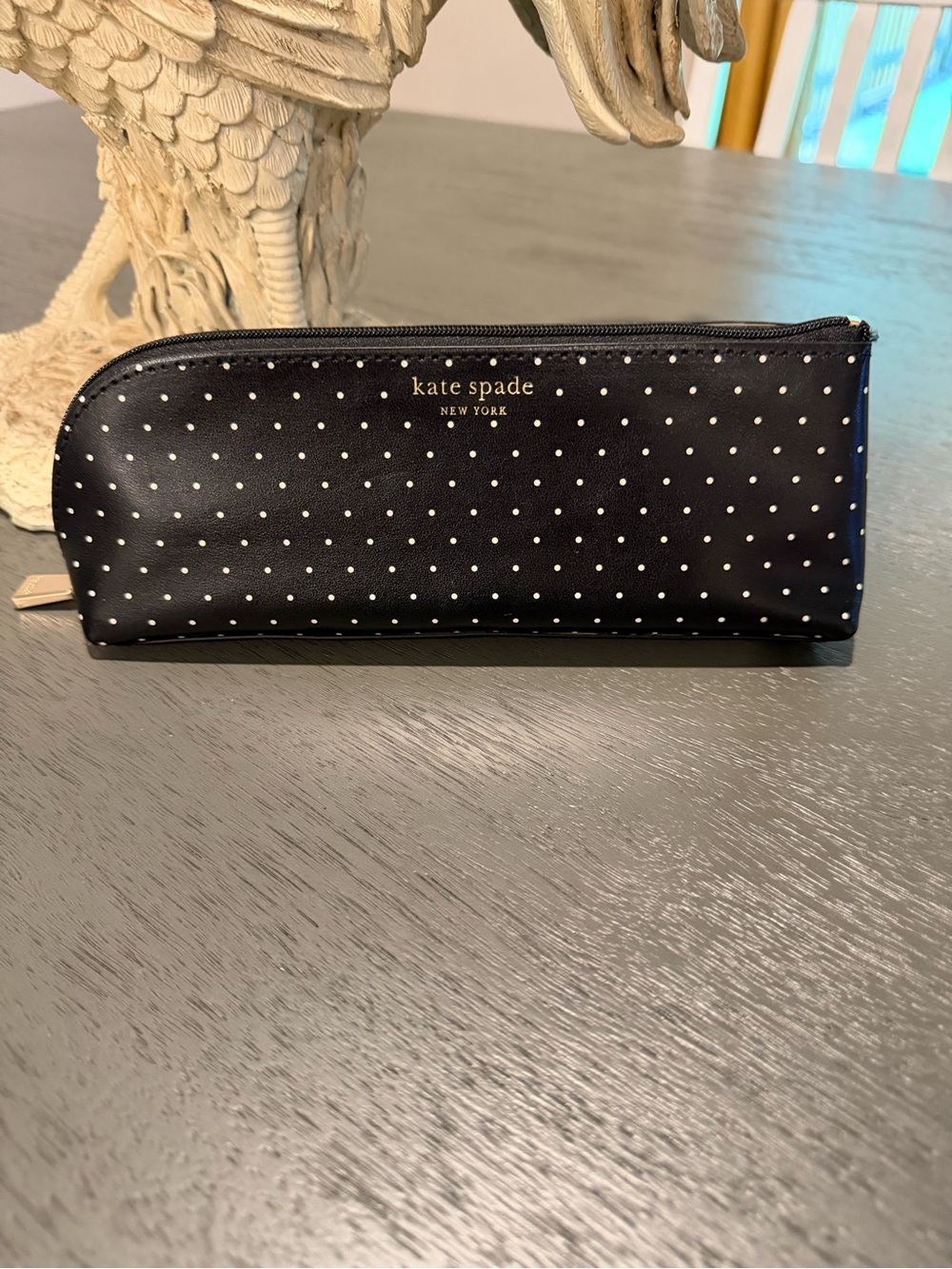 kate spade Black Polka Dot Zip Pencil Pouch